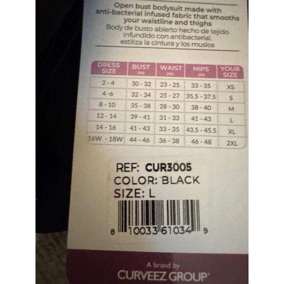 Brand New Curveez Women's Size Large Black Second Skin Hip Hugger Bodysuit - Picture 6 of 7